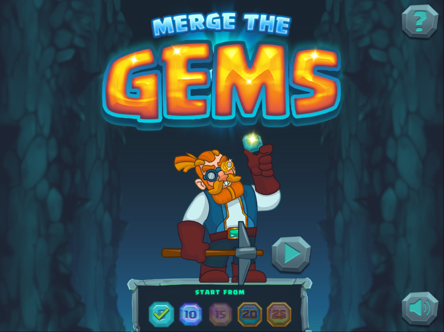 Merge the Gems Game Welcome Screen Screenshot.