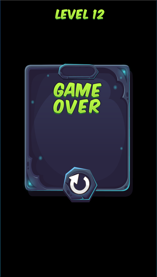 Merlin's Treasure Match 3 Game Over Screen Screenshot.