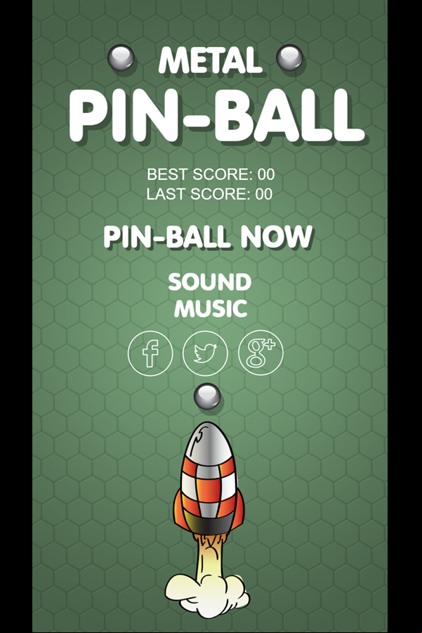 Metal Pinball Game Welcome Screen Screenshot.
