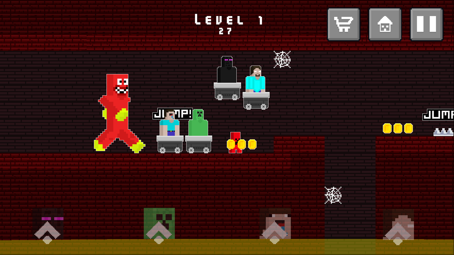 Minercraft Party 4 Player Game Level Play Screenshot.