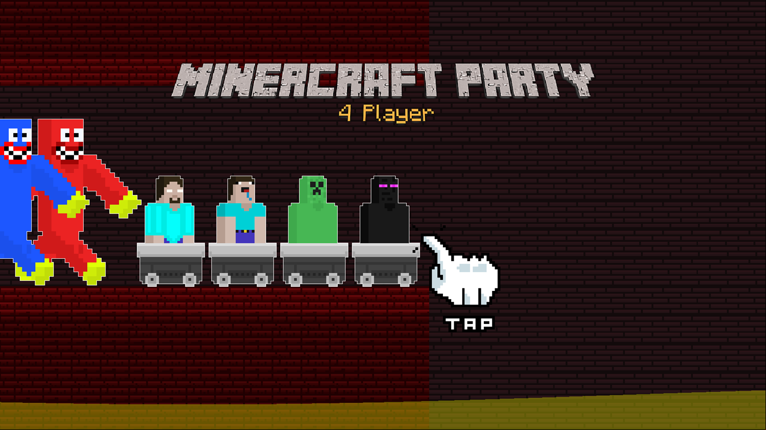 Minercraft Party 4 Player Game Welcome Screen Screenshot.