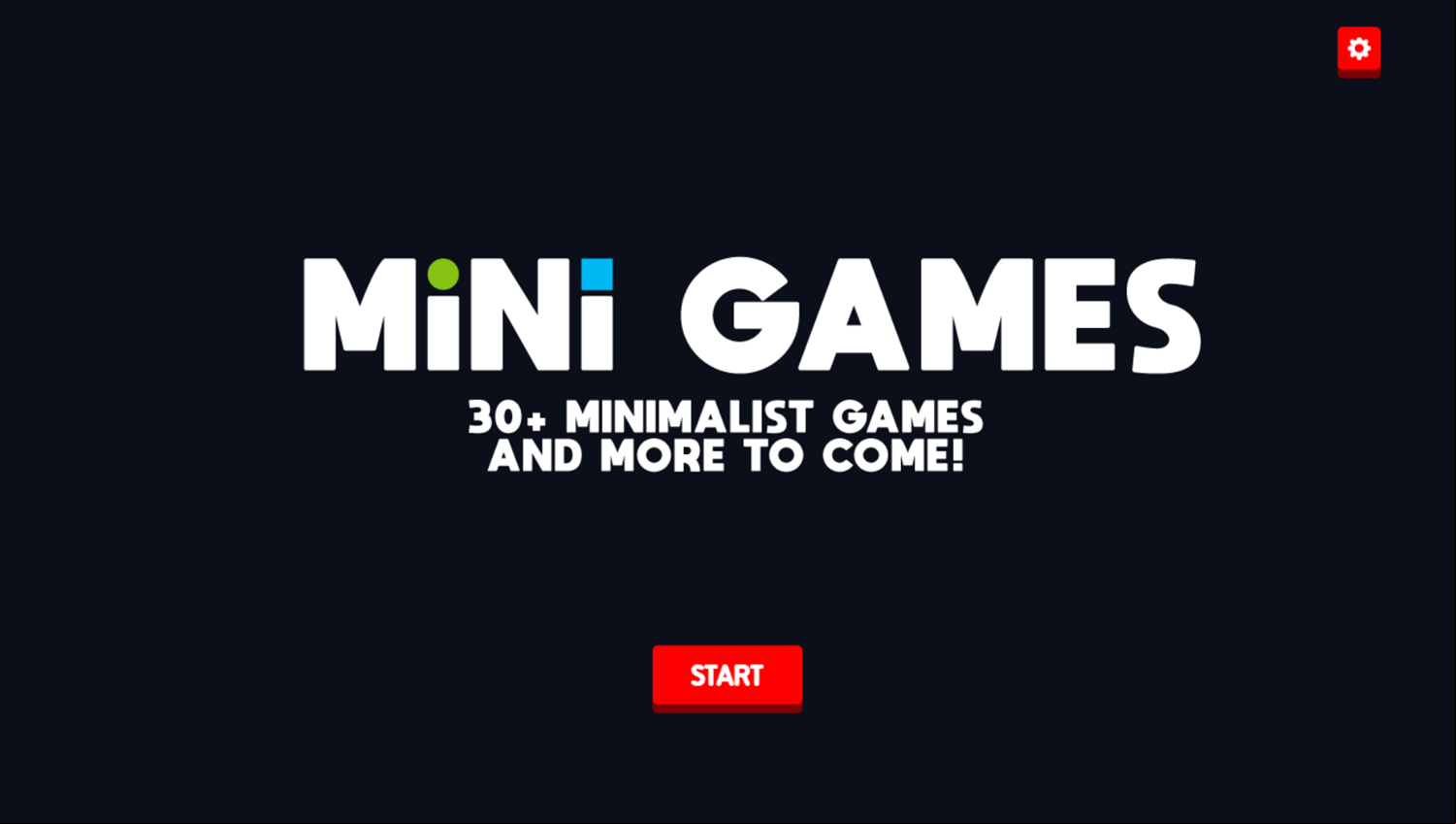 Mini Games Game Welcome Screen Screenshot.