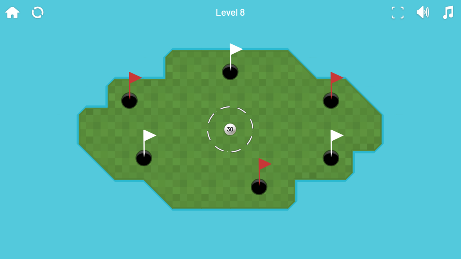 Minigolf Archipelago Game Level With Many Holes Screenshot.
