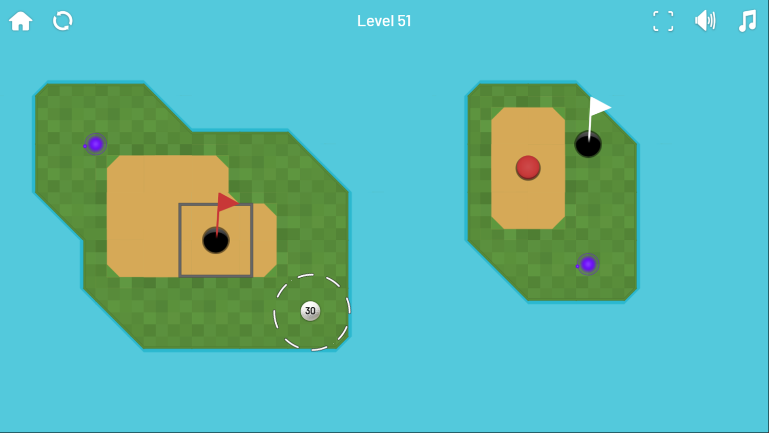 Minigolf Archipelago Game Level With Warp Portals and a Wall Screenshot.