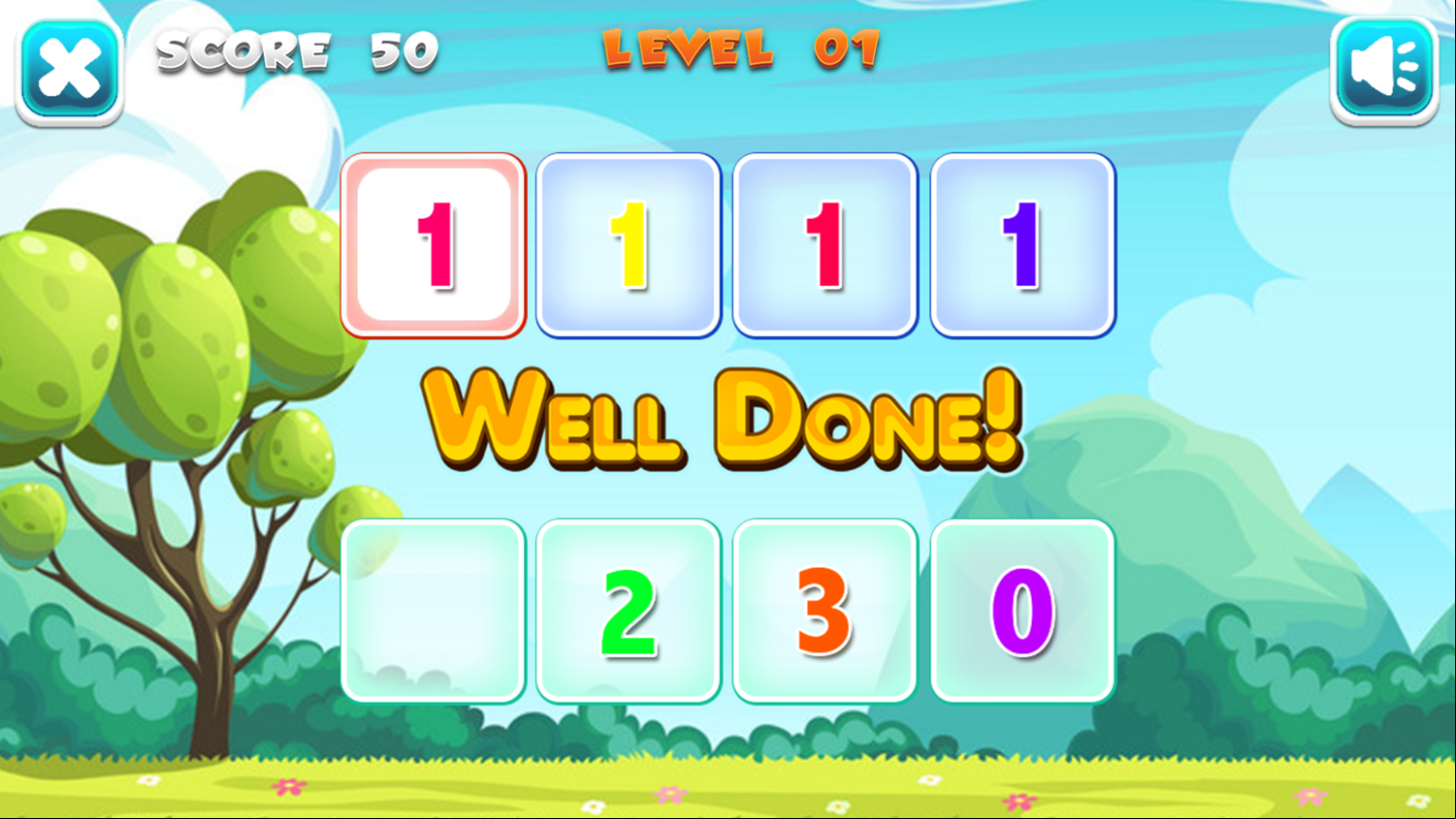 Missing Number Game Level Play Screenshot.