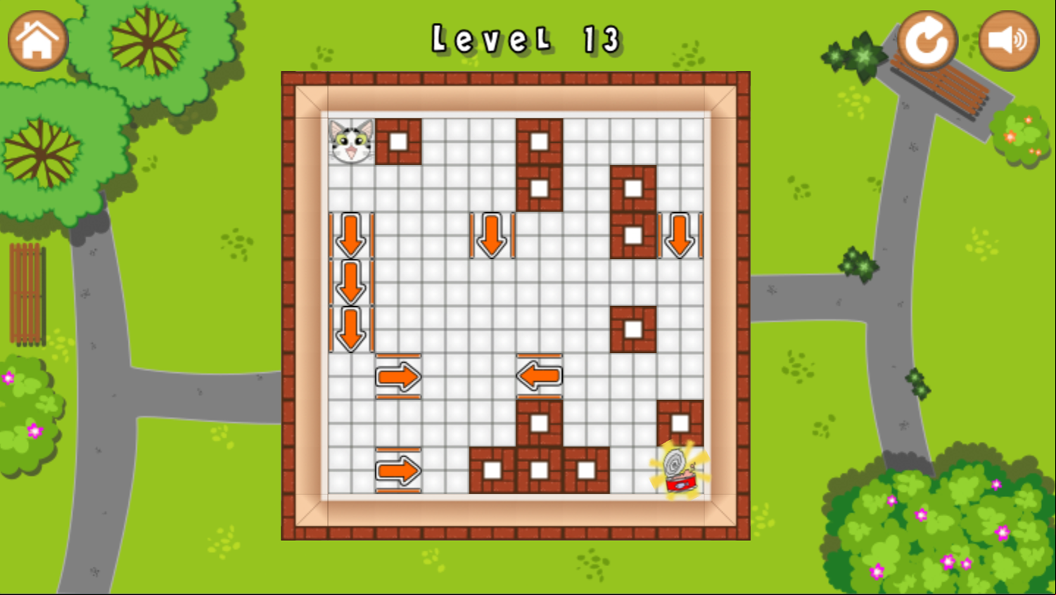 Molly The Cat Game Level With Arrows Screenshot.