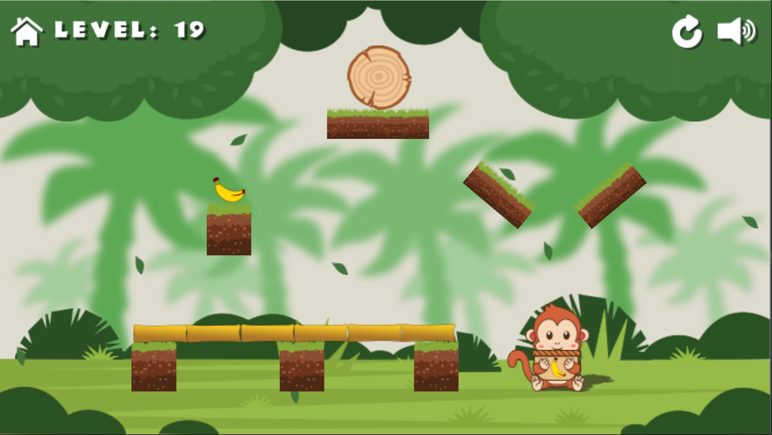 Monkeys and Fruits Game Level With a Lever Screenshot.