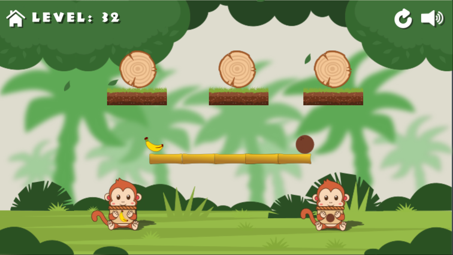 Monkeys and Fruits Game Level Where Players Move Fruits Both Ways Screenshot.