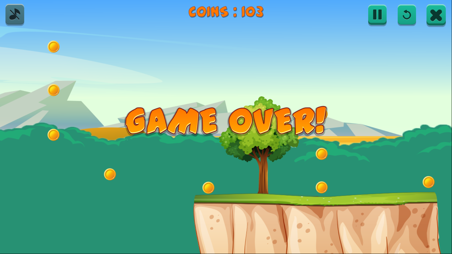 Monkey's Journey Game Over Screenshot.