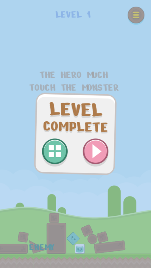 Monster Destroyer Game Level Complete Screenshot.