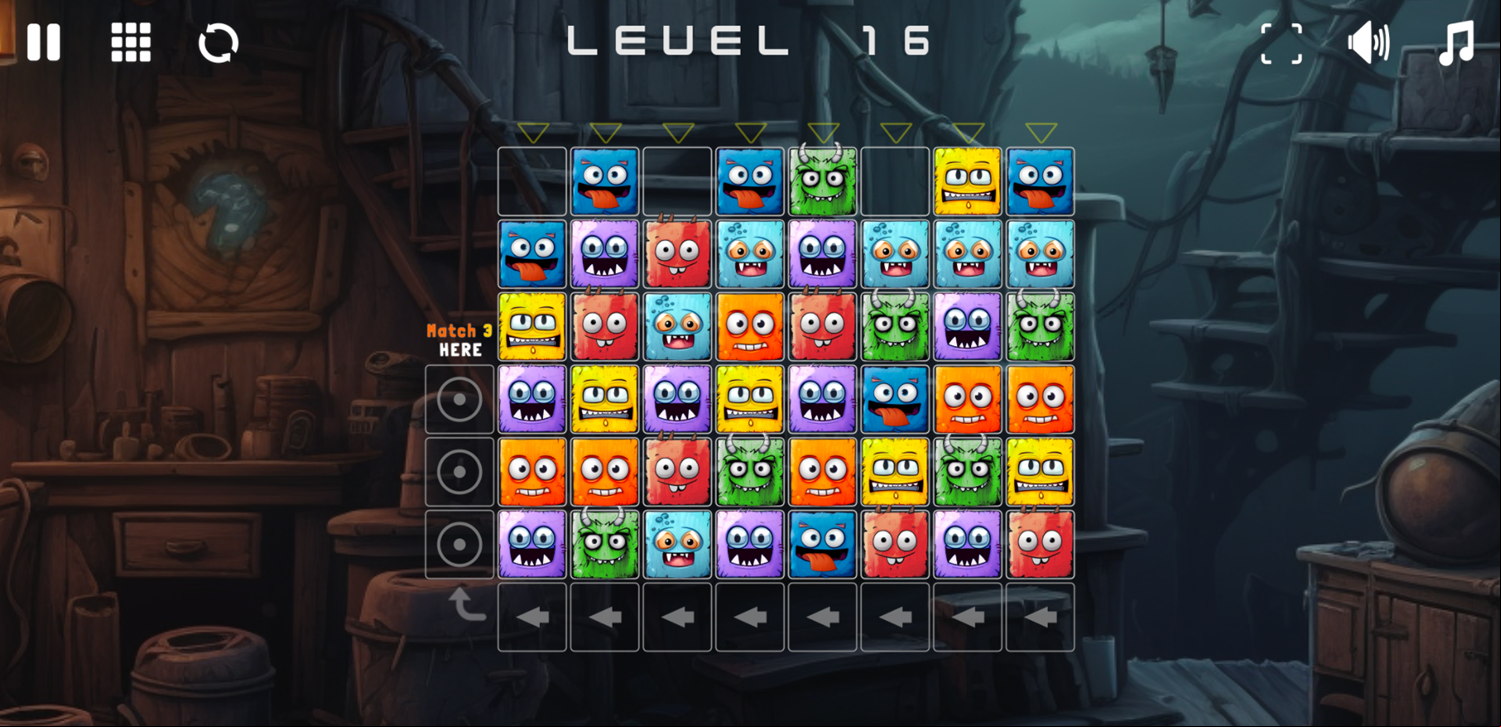 Monster Match Mania Game Final Level Screenshot.