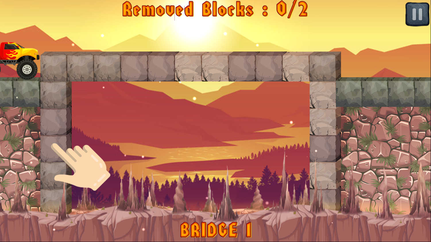 Monster Truck Puzzle Mania Game Level Play Screenshot.