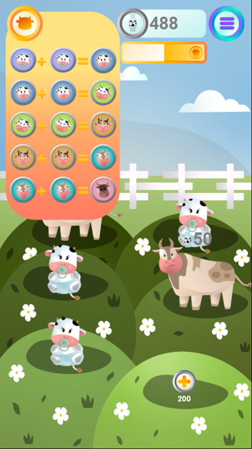Moo Clicker Game Cow Merge Types Screenshot.