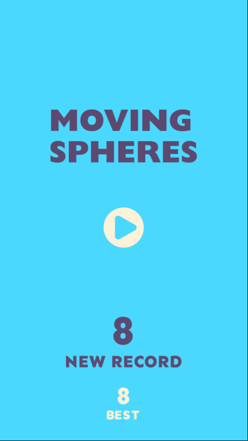 Moving Spheres Game Best Score Screenshot.