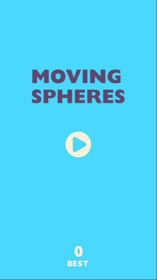 Moving Spheres Game Welcome Screen Screenshot.