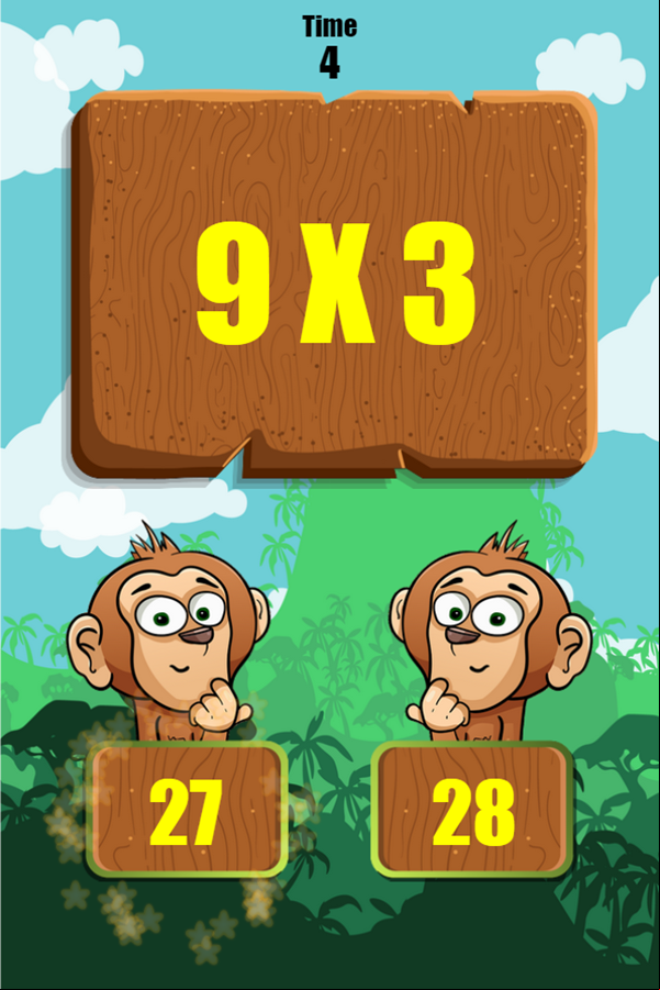 Multiplication Monkey Game Answer Screenshot.