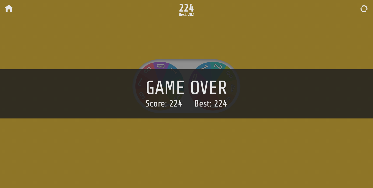 Multiplication Roulette Game Over Screenshot.