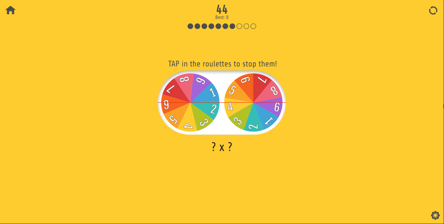 Multiplication Roulette Tap the Roullettes Screenshot.