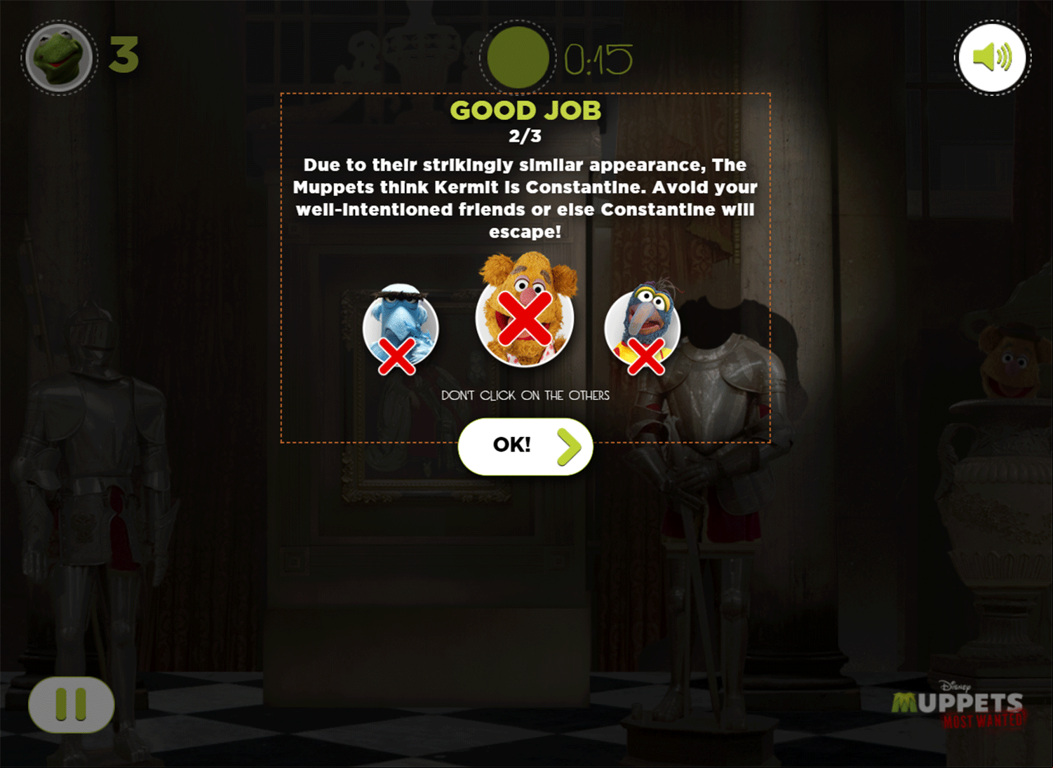 Muppets Most Wanted Catch Constantine Game Instructions Screenshot.
