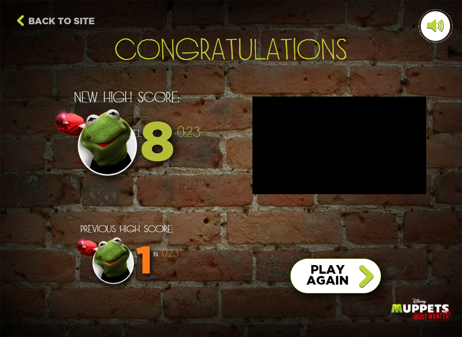 Muppets Most Wanted Catch Constantine Game Result Screenshot.