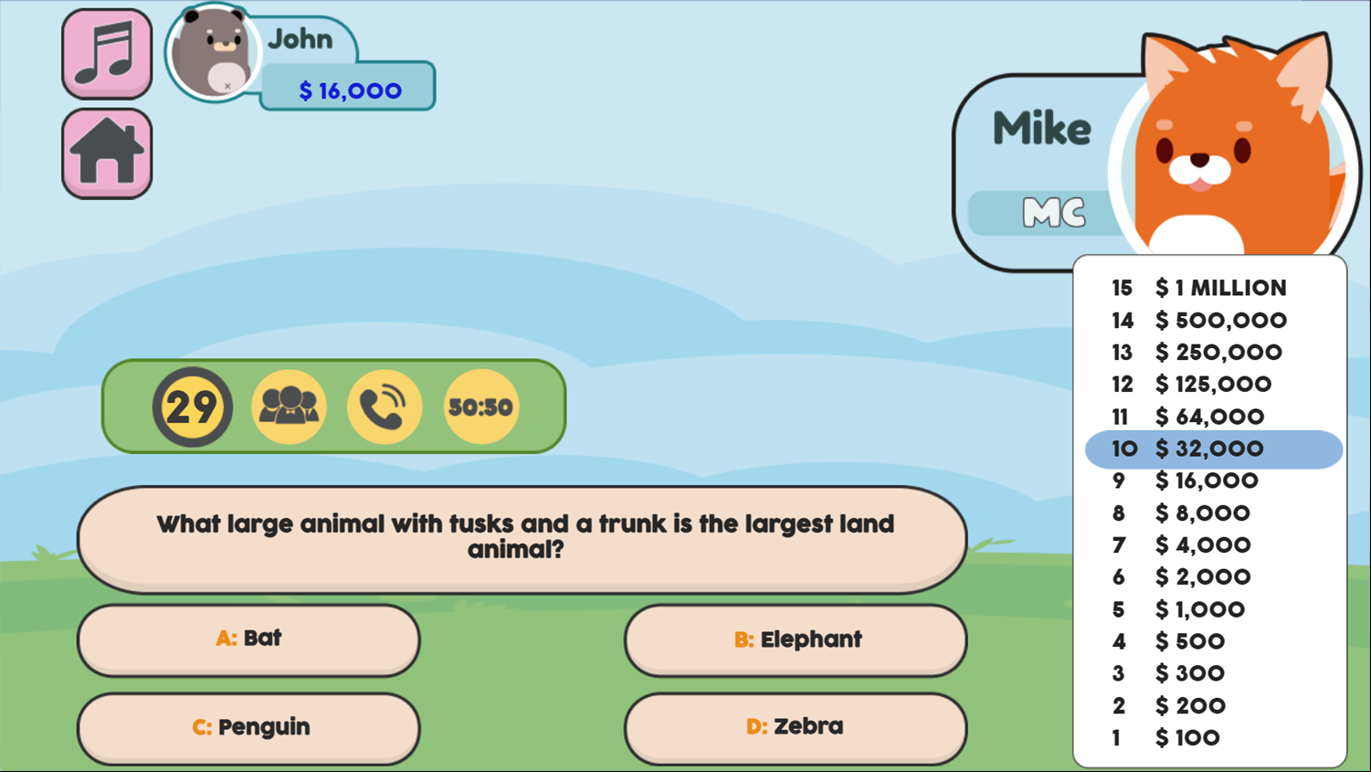 Nature Quiz Game Question Progress Screenshot.