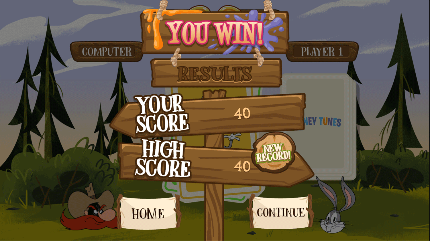 New Looney Tunes Snap Game Score Screenshot.