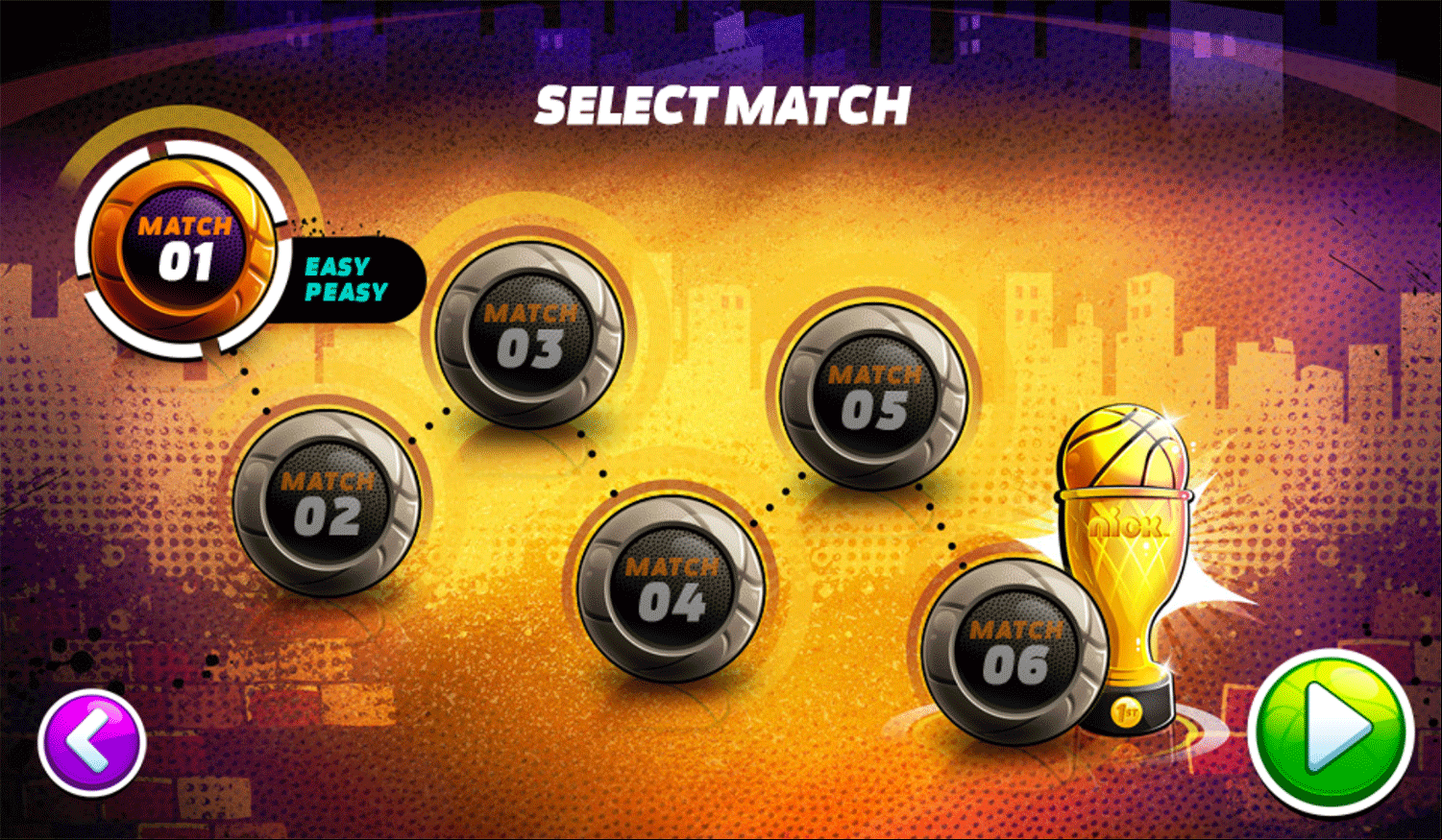 Nick Basketball Stars 2 Championship Select Match Screenshot.