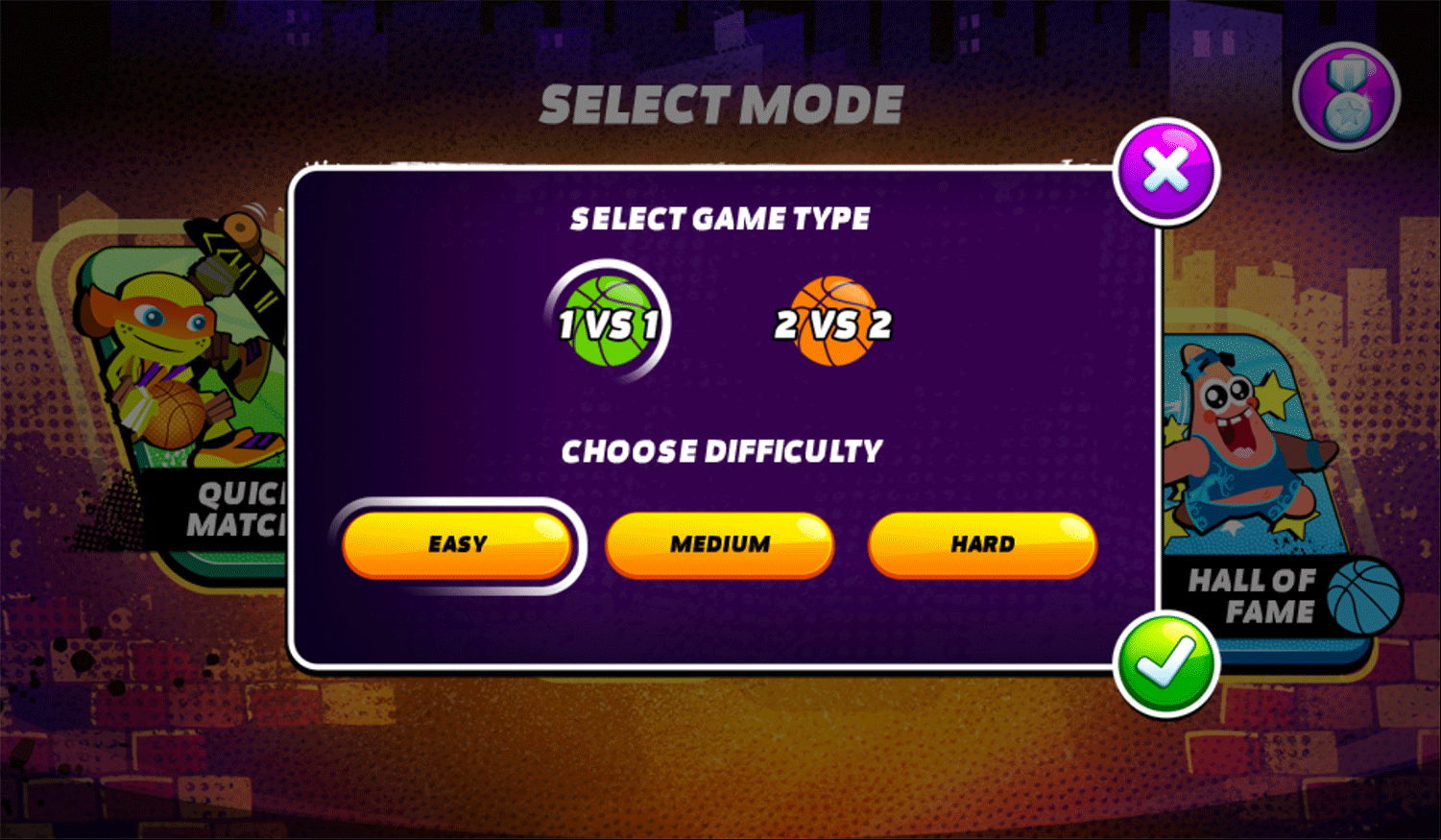 Nick Basketball Stars 2 Game Type Screenshot.