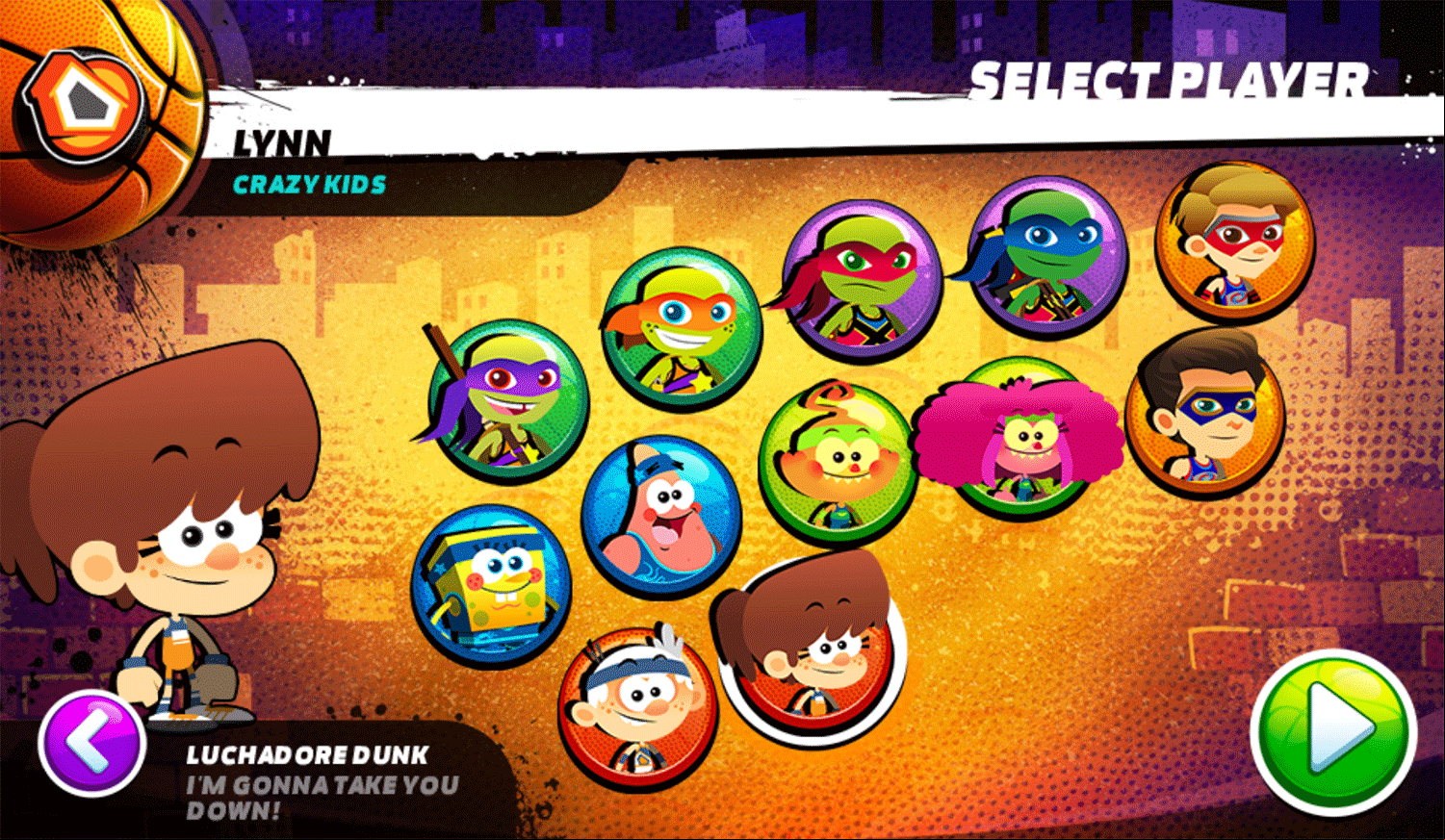 Nick Basketball Stars 2 Select Player Screenshot.