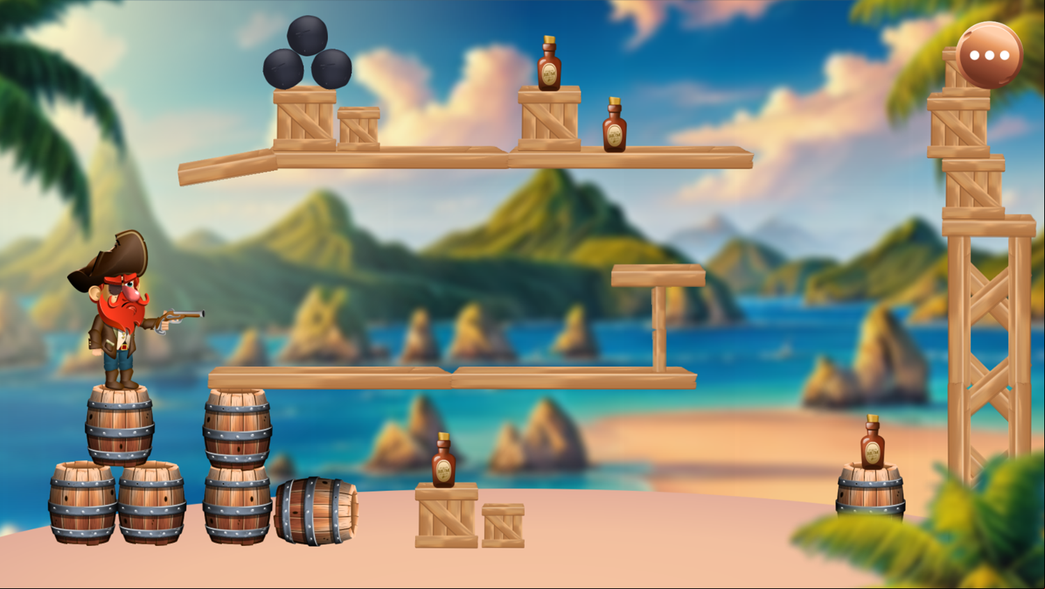 No More Rum Game Level With Overhead Rocks Screenshot.