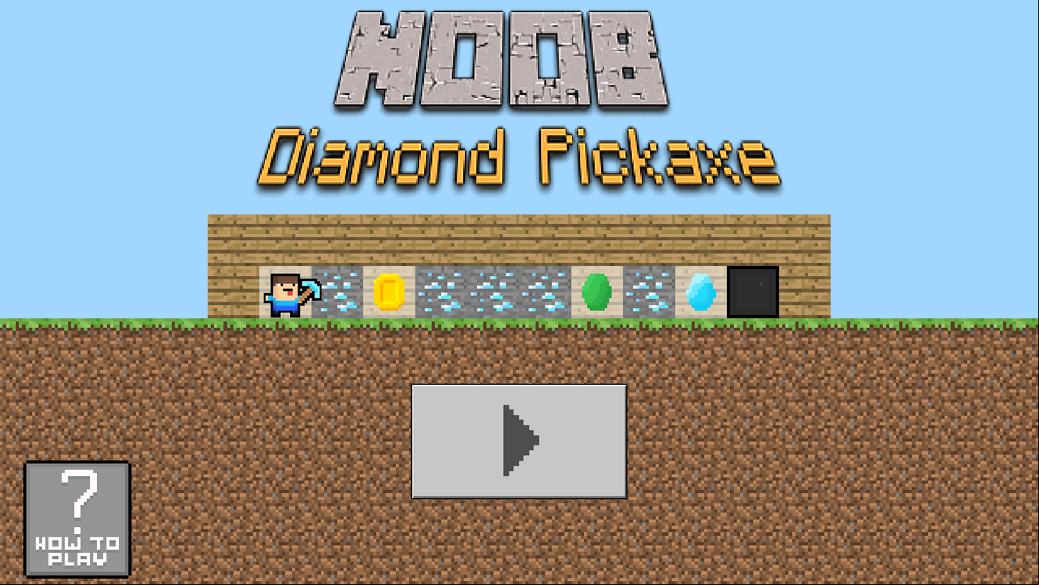 Noob Diamond Pickaxe Game Welcome Screen Screenshot.