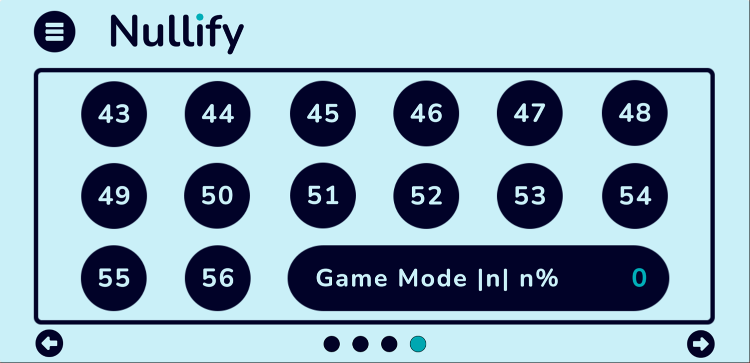 Nullify Game Level Select Screen Screenshot.