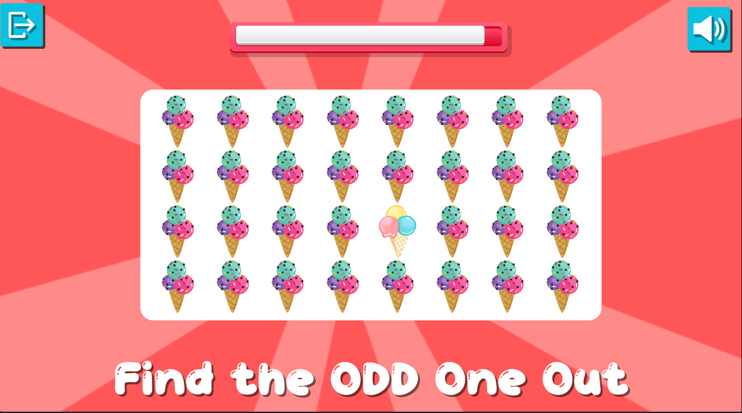 Odd One Out Game Start Screenshot.