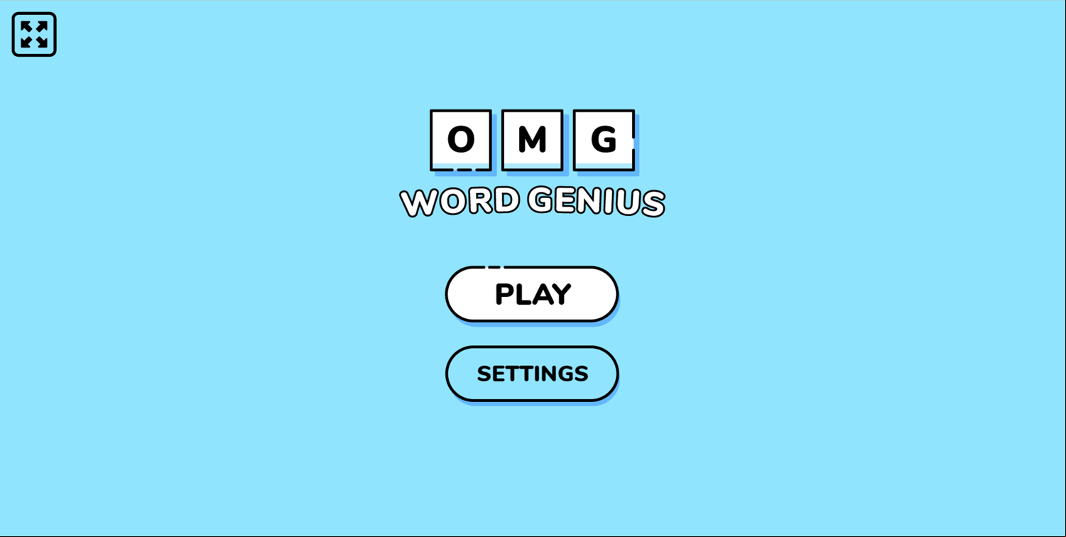 OMG Word Genius Game Welcome Screen Screenshot.
