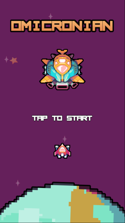 Omicronian Game Welcome Screen Screenshot.
