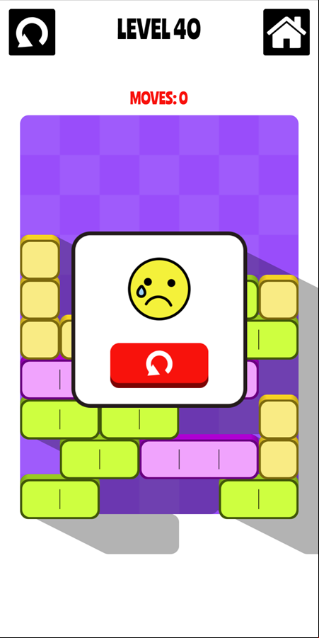 One Movement Please Game Level Failed Screen Screenshot.