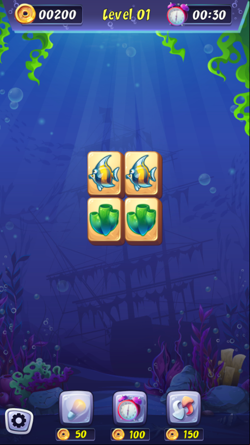 Onet Fish Game Start Screenshot.