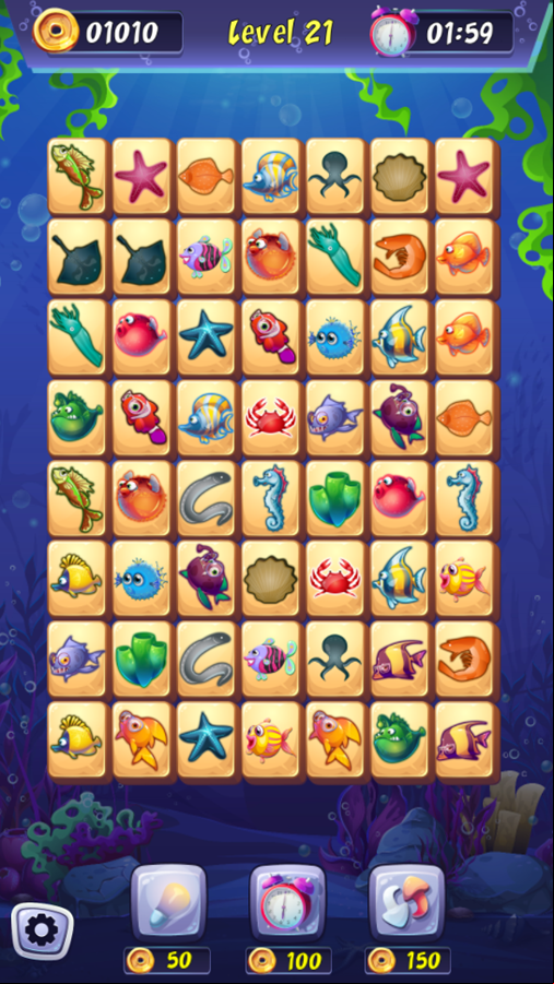 Onet Fish Game Level Challenge Screenshot.