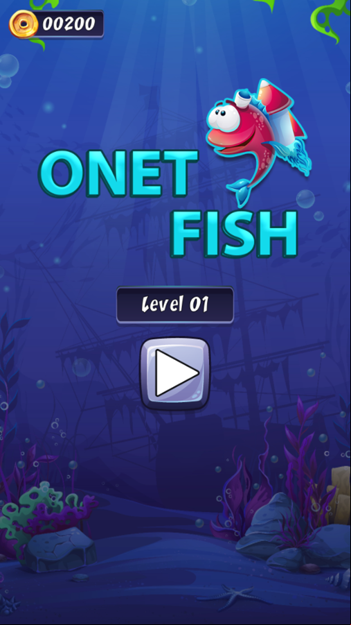 Onet Fish Game Welcome Screen Screenshot.