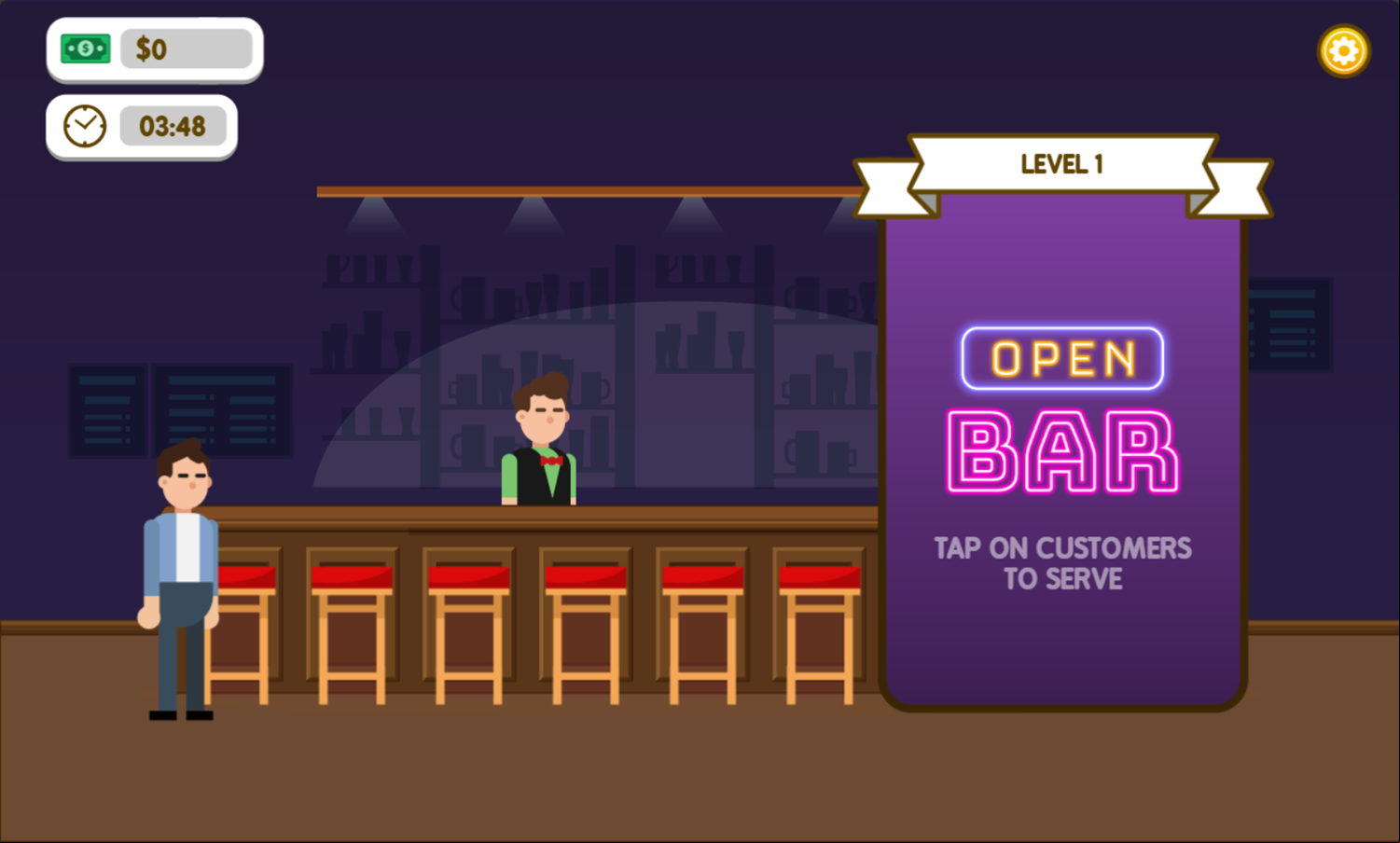 Open Bar Game Start Screenshot.