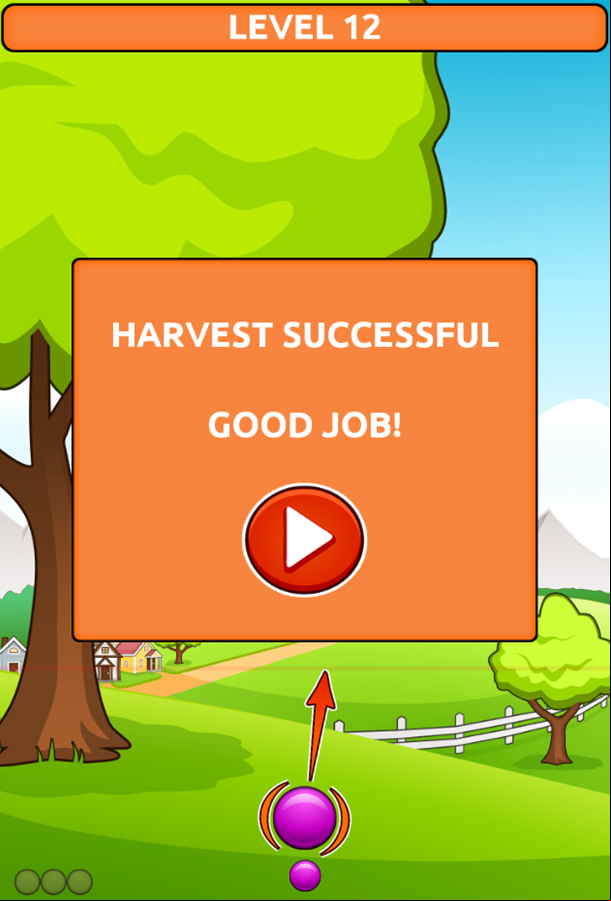 Orange Farm Game Harvest Successful Screen Screenshot.