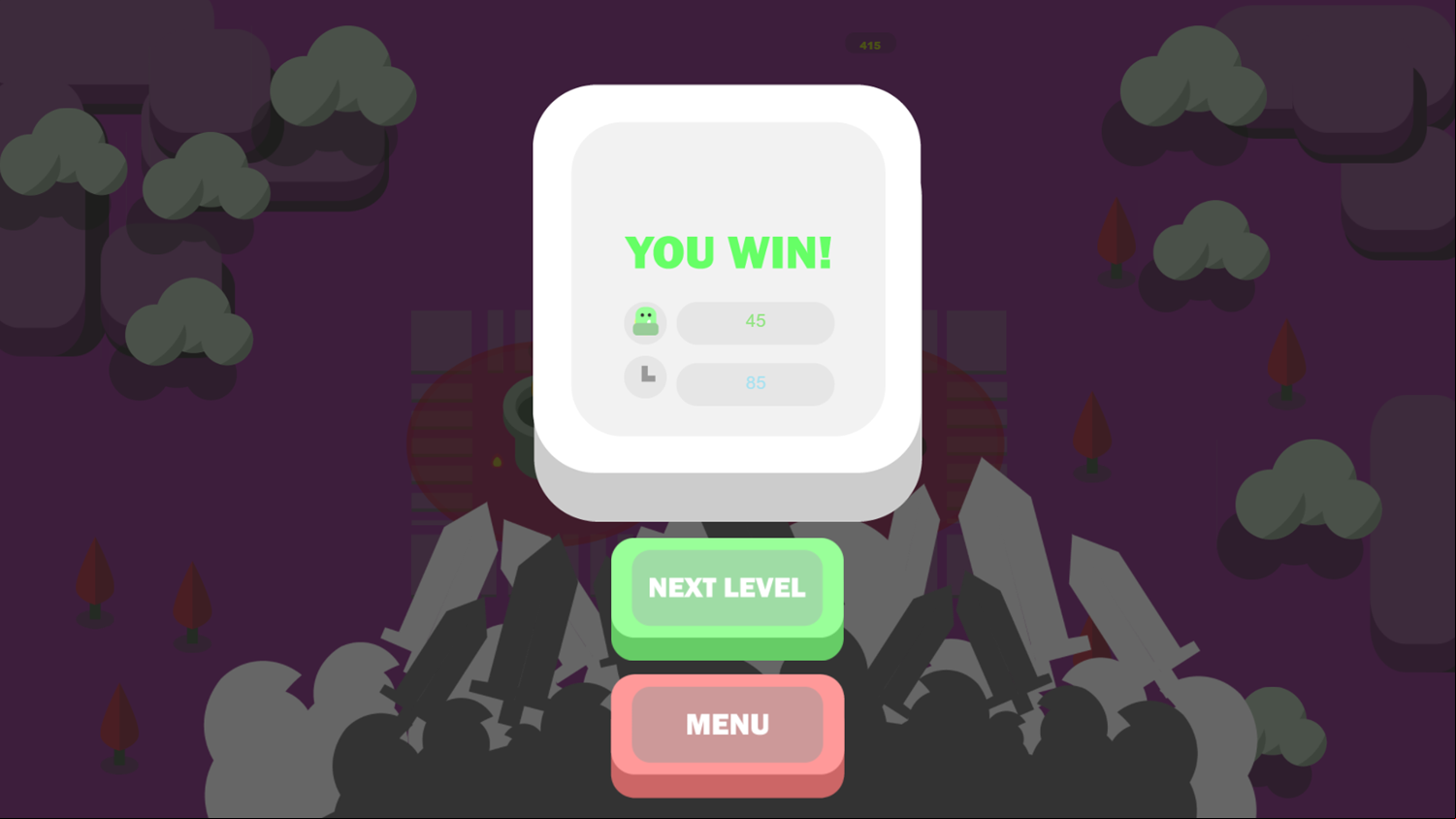 Orcs Rush Game Level Complete Screenshot.