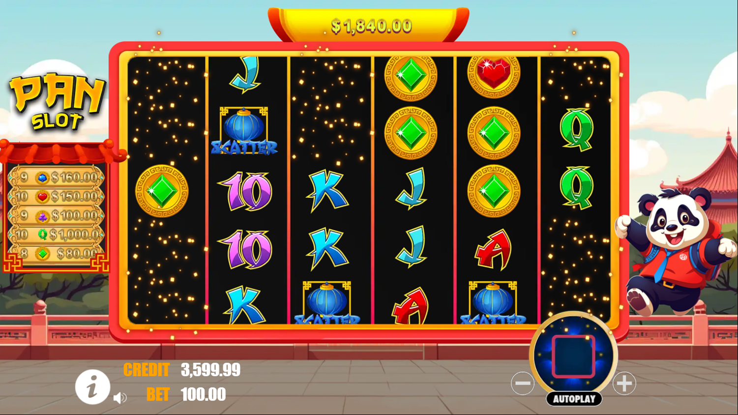 Pan Slot Game Jackpot Screenshot.