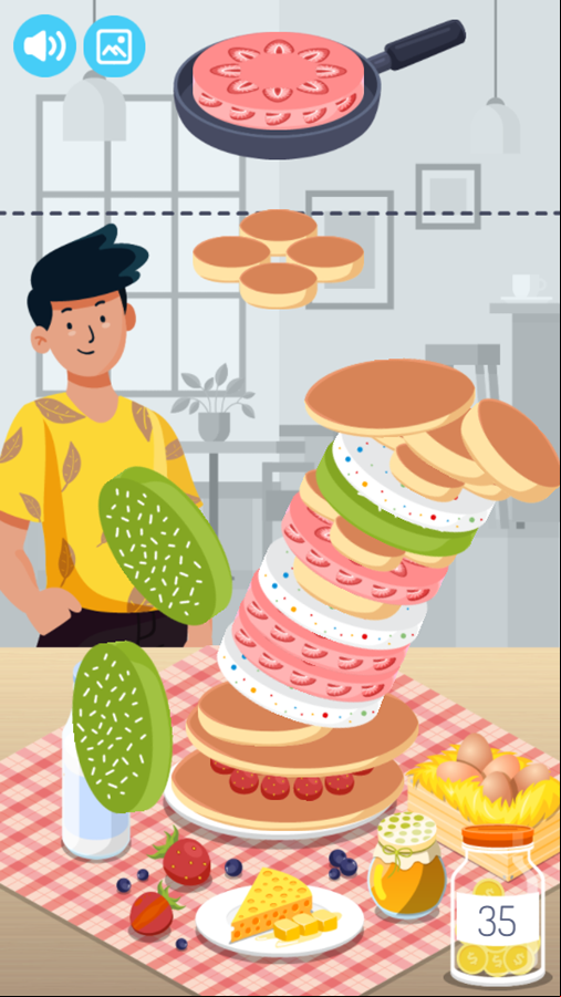 Pancake Design Game Over Screenshot.
