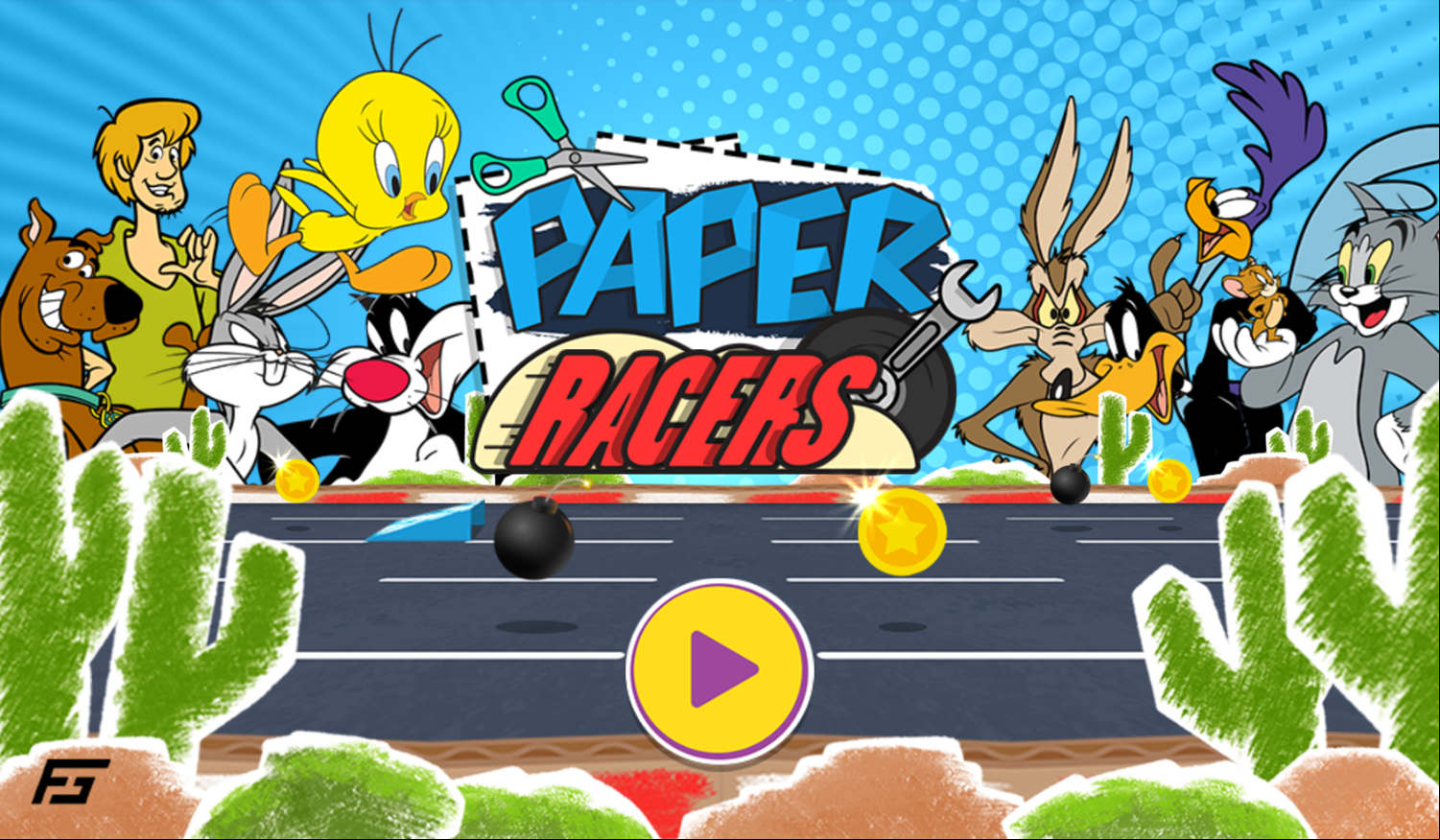 Paper Racers Game Welcome Screen Screenshot.