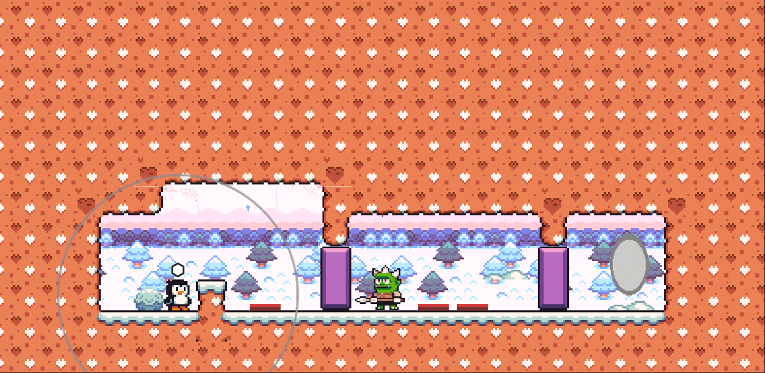 Penguin Adventure Game Level With Barriers Screenshot.