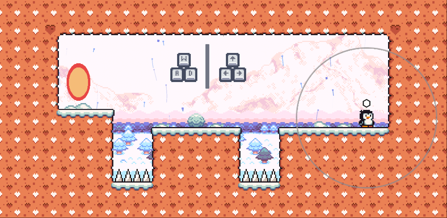Penguin Adventure Game How to Move Instructions Screen Screenshot.