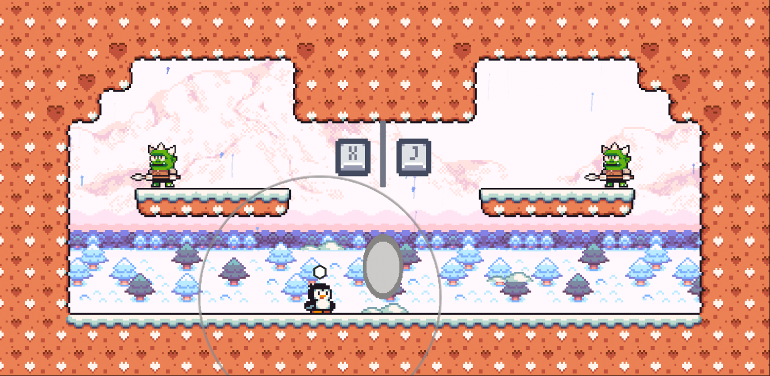 Penguin Adventure Game How to Throw Snowballs Tutorial Screen Screenshot.