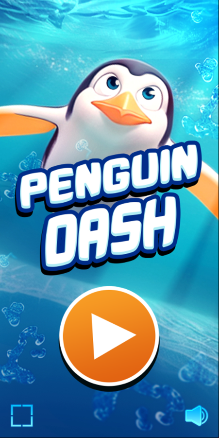 Penguin Dash Game Welcome Screen Screenshot.