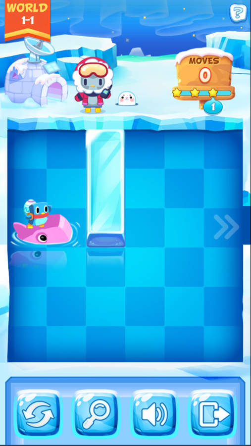 Penguin Extreme Puzzle Game Level Play Screenshot.